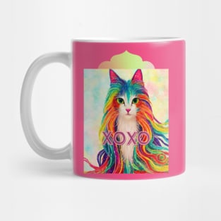 XOXO (hugs and kisses) long haired cat Mug